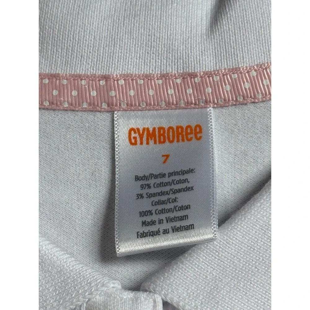 NWT Girls Kid Gymboree playproof uniforms nanotex short sleeve polo white size 7